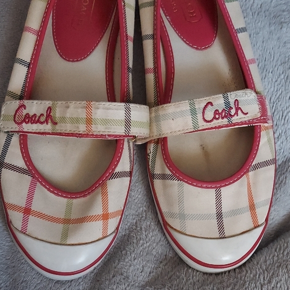 Coach Plaid Mary Jane Shoes - Pink and White - Picture 2 of 7